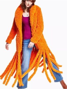 VIRAL AND SOLD OUT! INC International Concepts Orange Sherpa Fringe Coat Size S